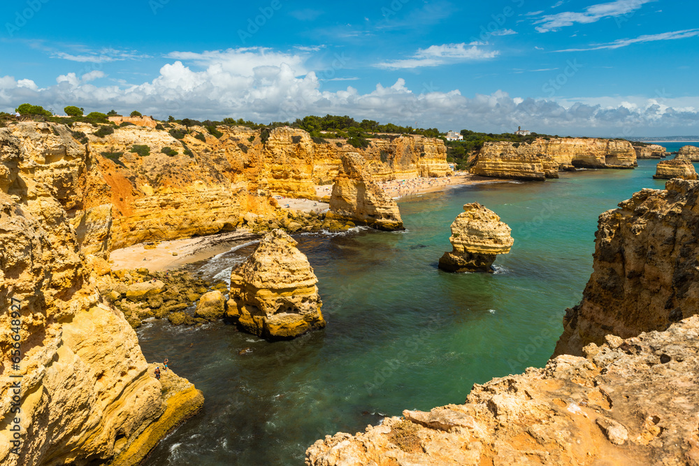 Praia da Marinha, most famous beautiful Marinha beach in Algarve, Atlantic coast, Portugal