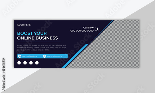 Business marketing Facebook cover design, social media marketing timeline cover photo fully editable design template.
