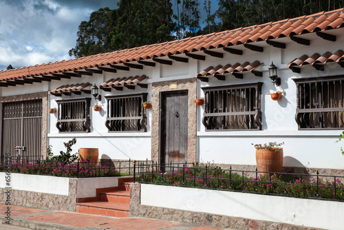 Fototapeta Naklejka Na Ścianę i Meble -  Beautiful architecture of the streets of the colonial small town of Iza located in the Boyaca department in Colombia
