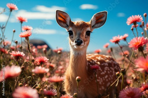 beautiful red deer in the field