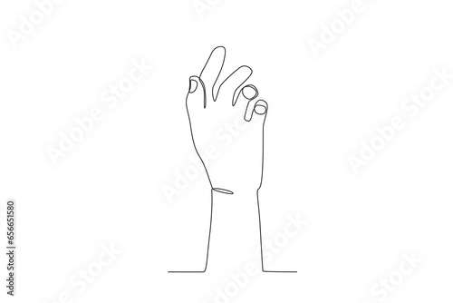 A hand was raised fighting for peace. Human rights day one-line drawing