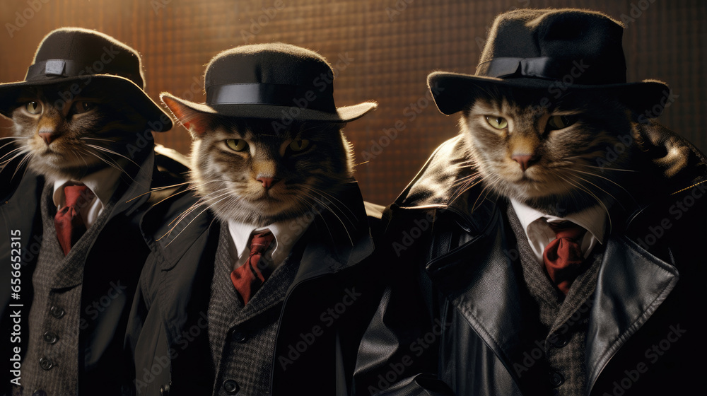 Group of gangster cats