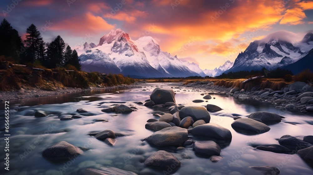 Beautiful panoramic view of Mount Cook, South Island, New Zealand