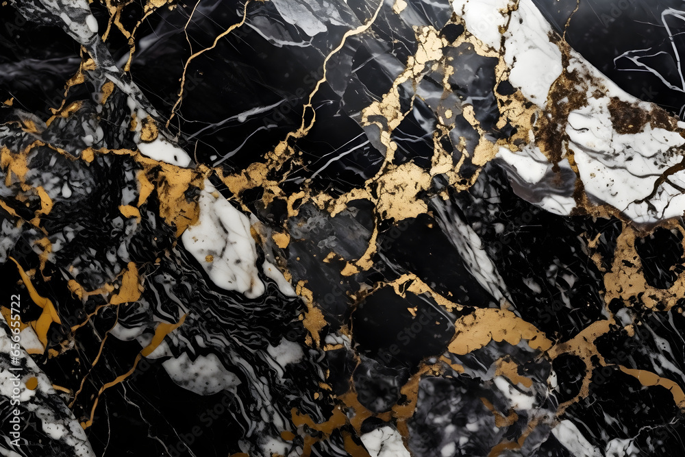Black, white and gold marble abstract texture background pattern, 3d render, for interior or exterior design, luxury wall tiles texture