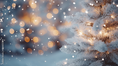 Christmas tree background with copy space. AI © Oleksandr Blishch