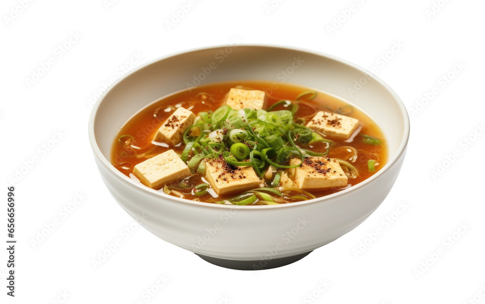 Steaming Bowl of miso soup with Fresh Ingredients Isolated on Transparent Background