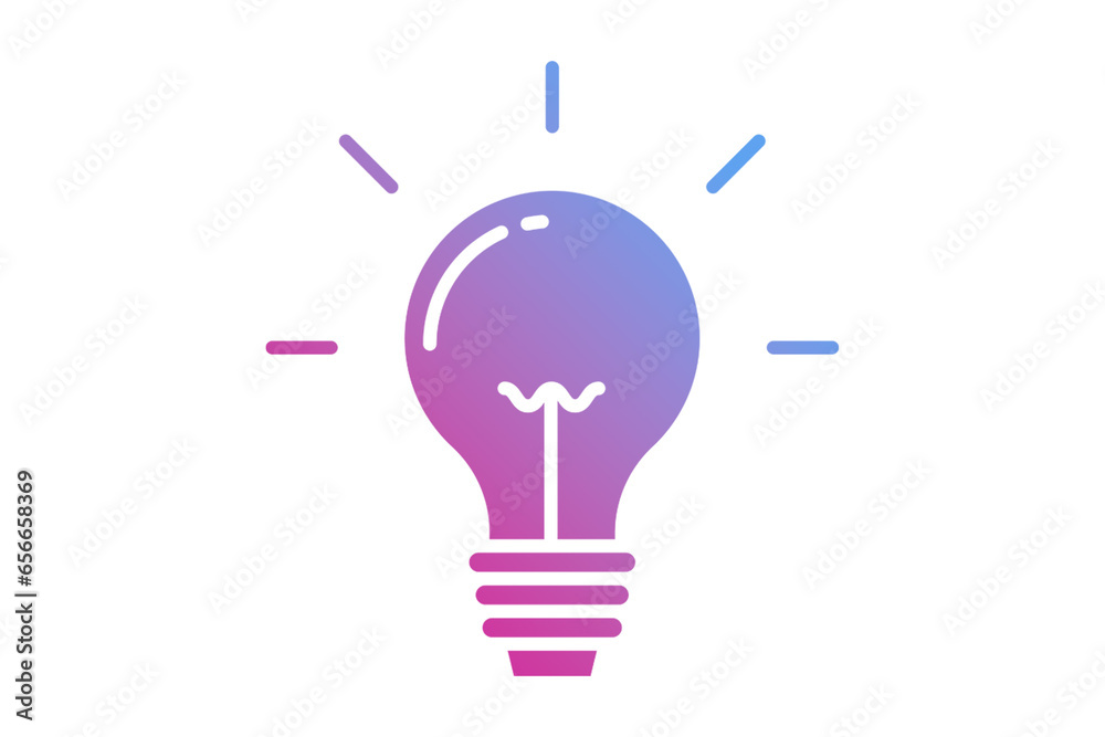Light bulb with rays shine. Energy and idea symbol.