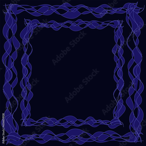 Vector abstract illustration in the form of a wavy frame on a blue background