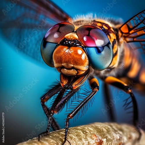 Macro shot of dragonfly with big eyes, close-up