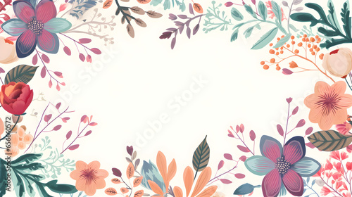 Boho floral frame mockup with watercolor flowers and leaves isolated on white background, for poster, product display, banner background