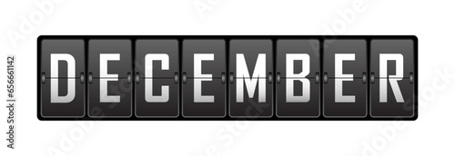 Desember. Name of the month on the cells of the mechanical tableau