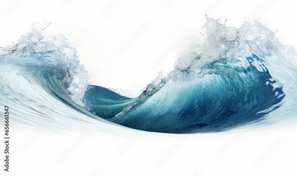 waves crashing, isolated on white background cutout, Generative AI