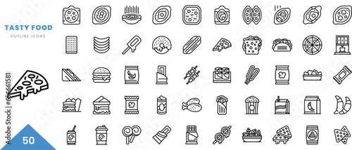 tasty food outline icon collection. Minimal linear icon pack. Vector illustration