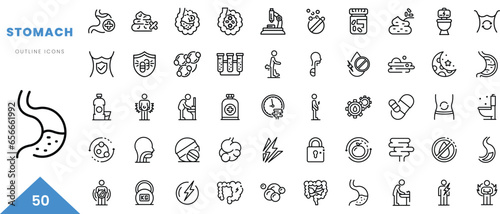 stomach outline icon collection. Minimal linear icon pack. Vector illustration photo