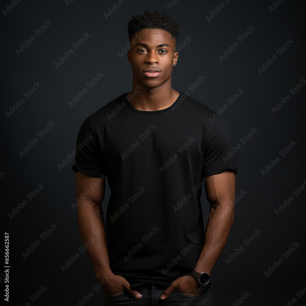 Studio Portrait of a Man in Black T-Shirt Studio Portrait of a Man in Black T-Shirt
