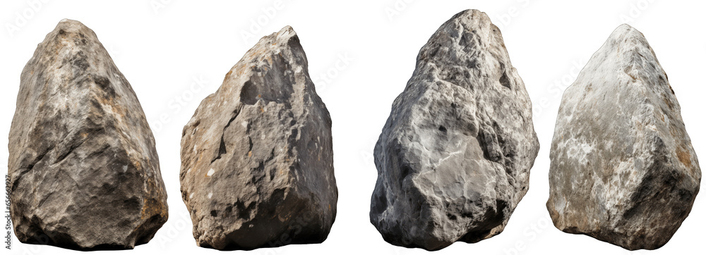 Large long stone shape rocks, isolated on transparent background generative ai Large long stone shape rocks, isolated on transparent background generative ai