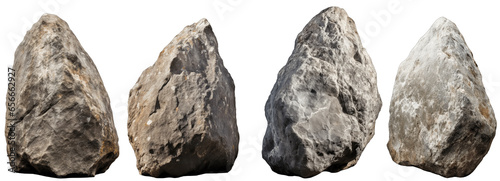 Large long stone shape rocks, isolated on transparent background generative ai