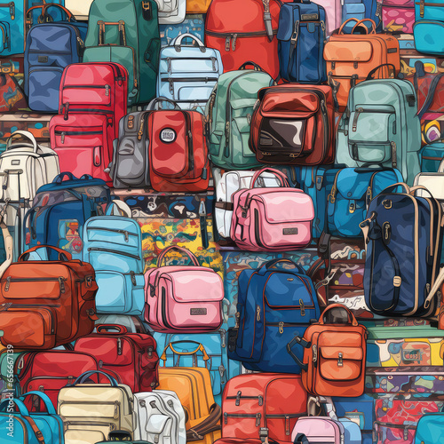 Bags backpacks and purses cartoon repeat pattern © Roman