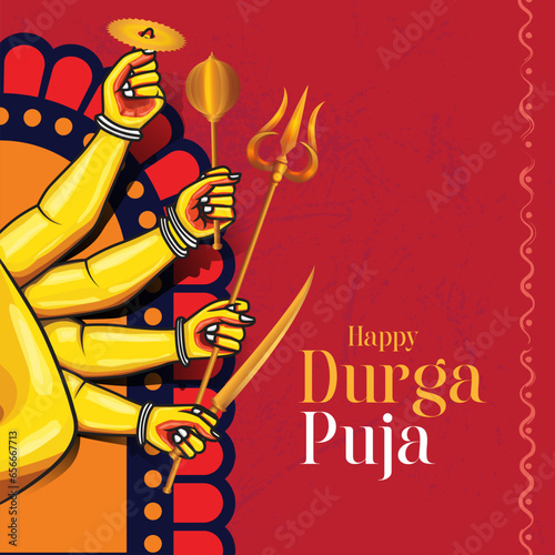 Happy Durga Puja Festival Celebration Background Design Template Vector Illustration photo