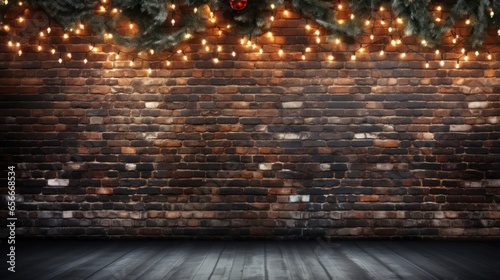 Foto Christmas background with brick wall