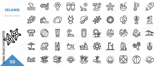 island outline icon collection. Minimal linear icon pack. Vector illustration