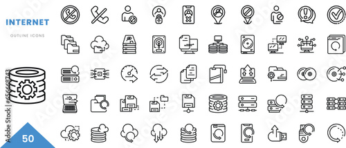internet outline icon collection. Minimal linear icon pack. Vector illustration
