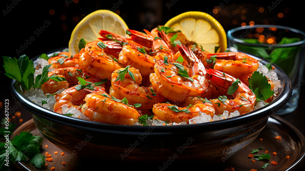 Shrimp Cocktail Appetizer: Elegant and Flavorful Tradition. Generative AI. Shrimp Cocktail Appetizer: Elegant and Flavorful Tradition. Generative AI.
