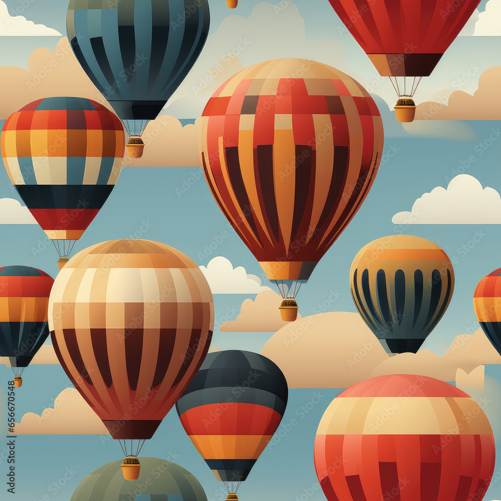 Obraz premium Hot air balloon cartoon repeat pattern