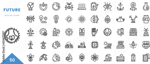 future outline icon collection. Minimal linear icon pack. Vector illustration