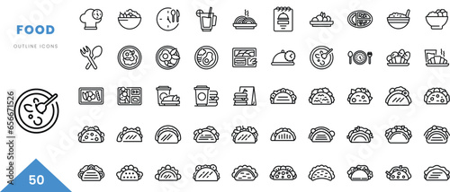 food outline icon collection. Minimal linear icon pack. Vector illustration photo