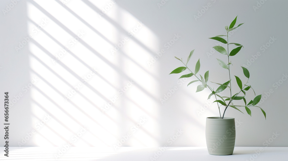 A white background with a green stem on it, in the style of light and shadow, windows vista, Japanese aspiration, wallpaper, suspended/hanging, light gray, minimalist image