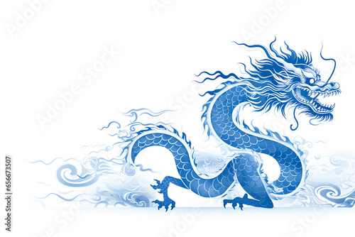 Happy Chinese new year 2024 Zodiac sign  year of the Dragon  on white background
