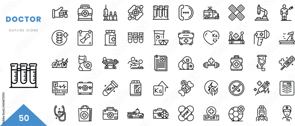 doctor outline icon collection. Minimal linear icon pack. Vector illustration