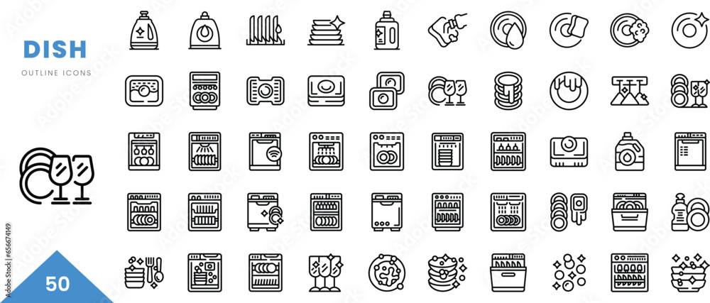 dish outline icon collection. Minimal linear icon pack. Vector illustration - obrazy, fototapety, plakaty 