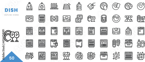 dish outline icon collection. Minimal linear icon pack. Vector illustration