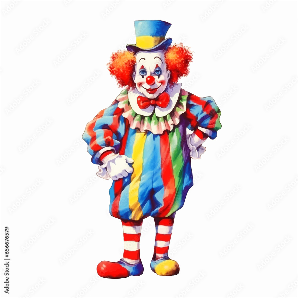 Fototapeta premium Clown vector watercolor paint art