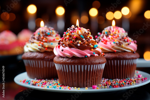 delicious cupcake with sprinkles