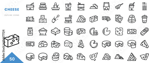 cheese outline icon collection. Minimal linear icon pack. Vector illustration