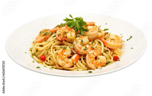Savory Shrimp Scampi with Garlic Butter Isolated on Transparent Background