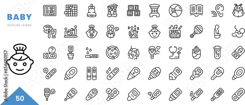 baby outline icon collection. Minimal linear icon pack. Vector illustration