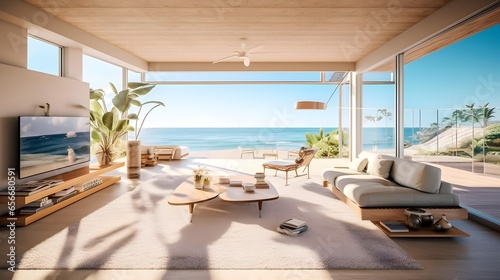 Panoramic view of the sea from the terrace of a modern house © Iman