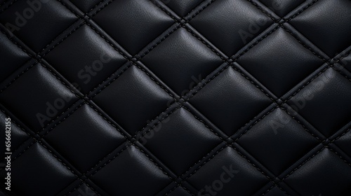 Depth of Black Rhombic Stitching on Genuine Leather Close-Up, Emanating an Aura of Unyielding Sophistication and Timeless Elegance in a Luxuriously Crafted Background