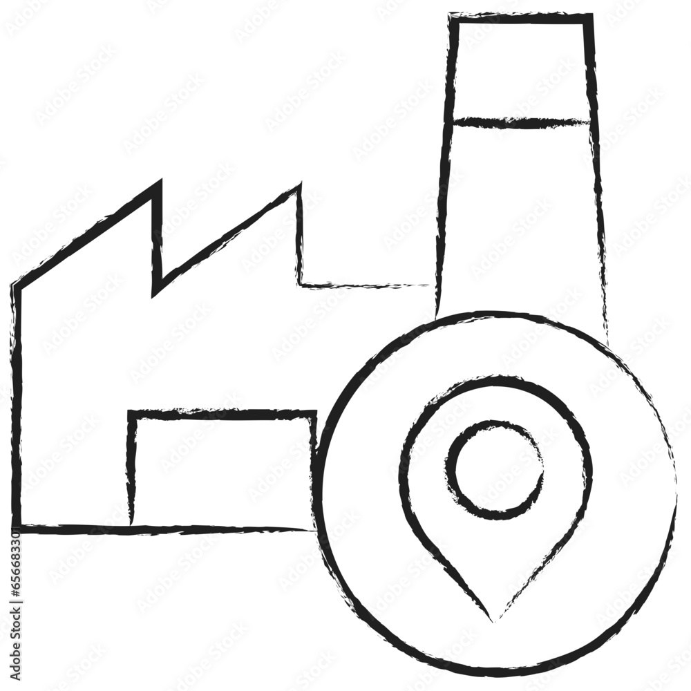 Hand drawn Factory Location icon Hand drawn Factory Location icon