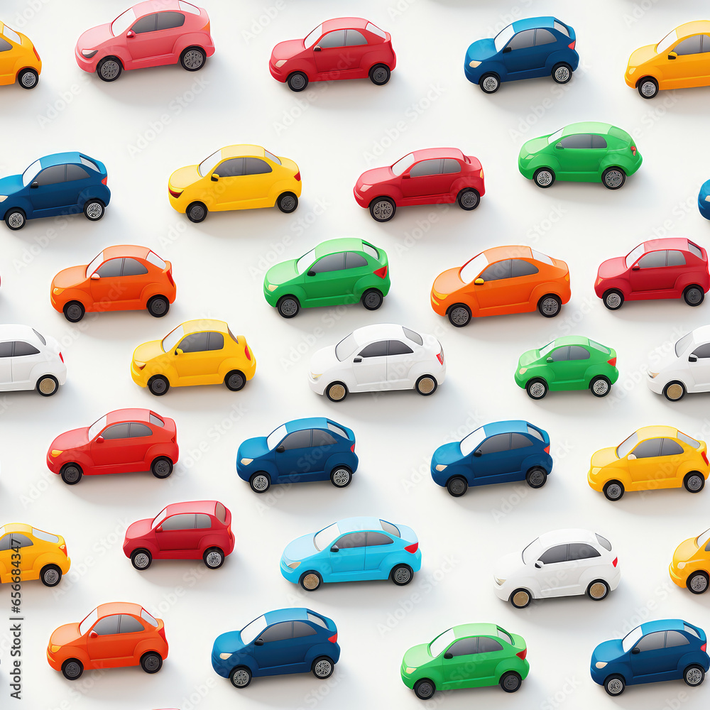Cars colorful cartoon repeat pattern
