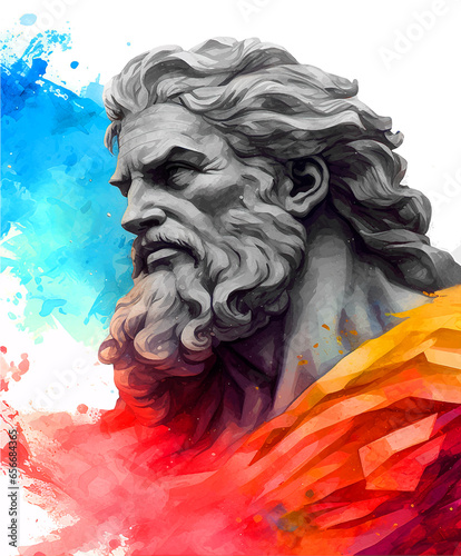 Zeus colorful watercolor paint ilustration 