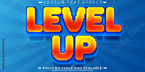 Arcade game text effect, editable gaming and retro customizable font style