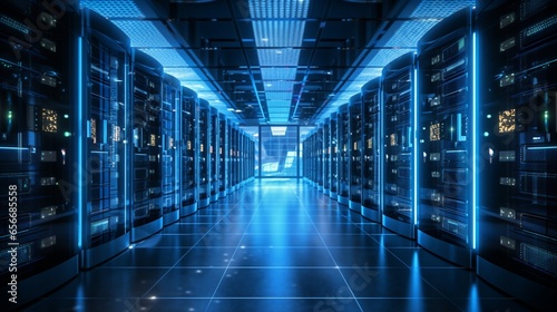 a secure online server farm  representing the critical infrastructure that supports digital services and data protection