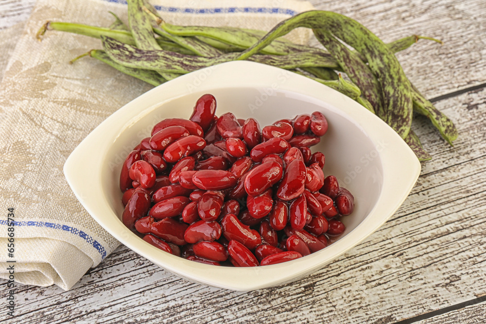 Baked red canned bean in the bowl Baked red canned bean in the bowl