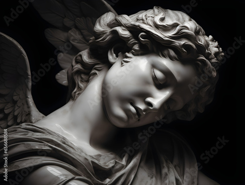 Obraz na płótnie A statue of an angel with its eyes closed w salonie
