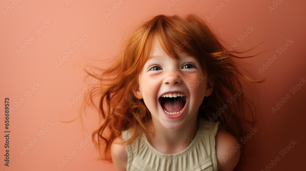 portrait of adorable toddler laughing - obrazy, fototapety, plakaty 